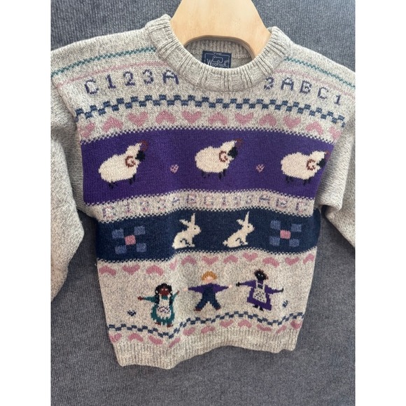 Vintage Woolrich Woman Wool Blend Sheep Bunny Novelty Knit Sweater Gray Large - Picture 3 of 6